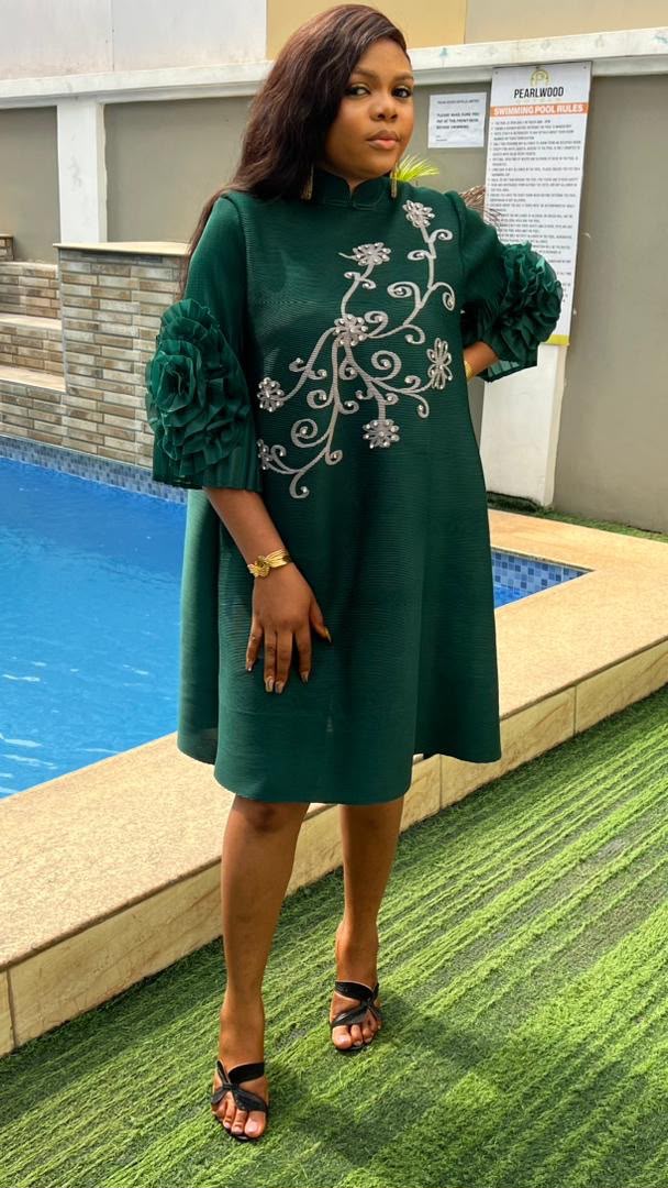 Emerald Bloom Embroidered Mini Dress