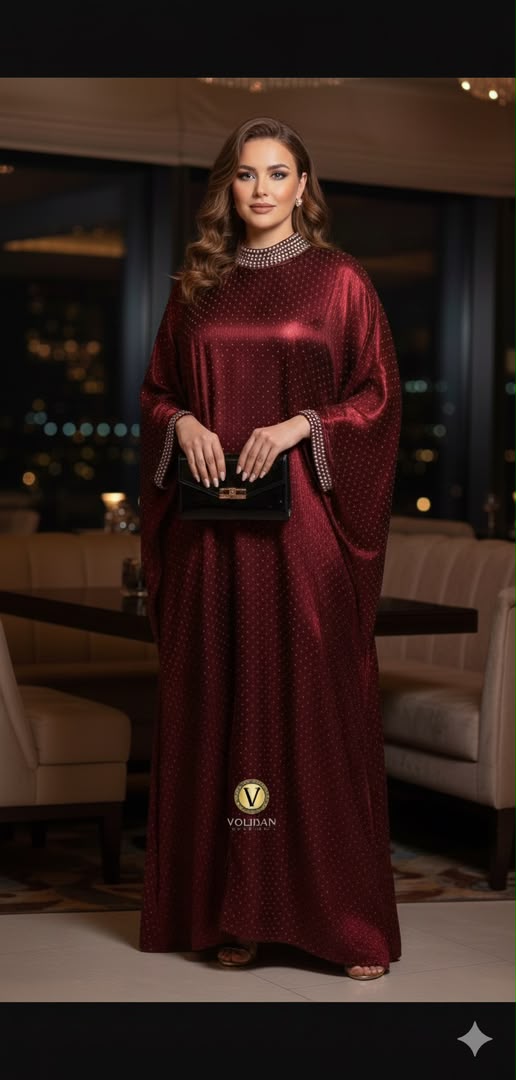 Emerald Rhinestone Kaftan Gown