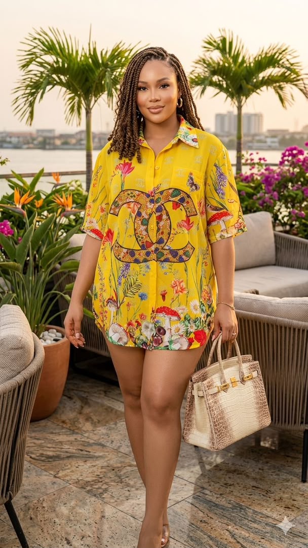 Luxe Graphic Oversized Shirt Dress