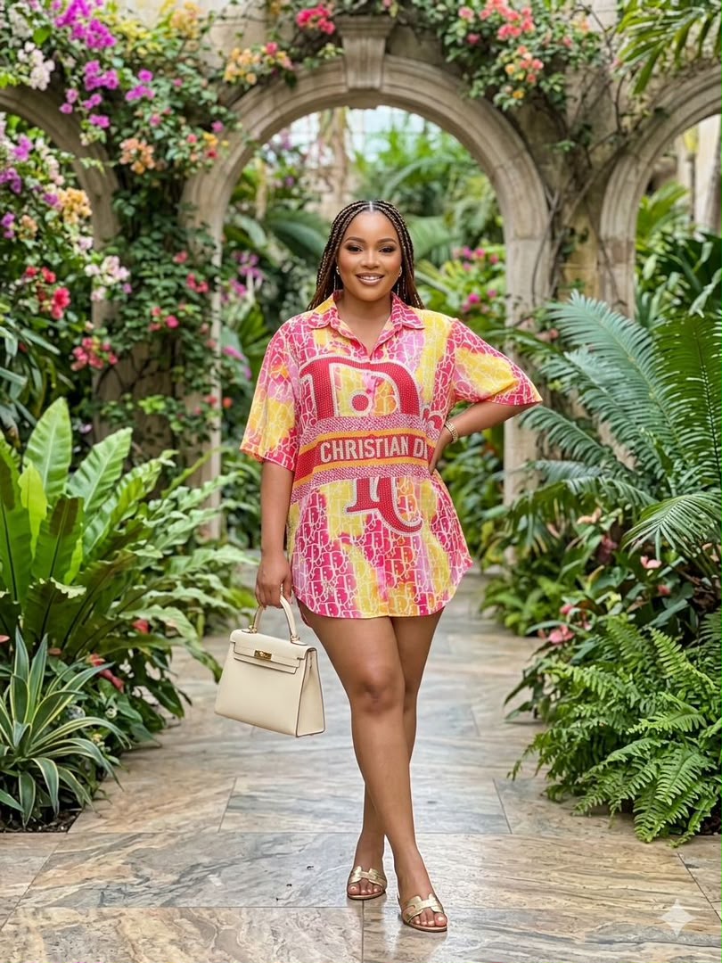 Luxe Graphic Oversized Shirt Dress