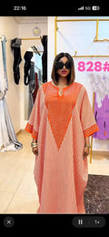 Tangerine Stripe Boubou Kaftan