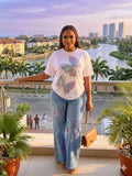 Rhinestone  Tee & Wide-Leg Jeans Co-ord Set